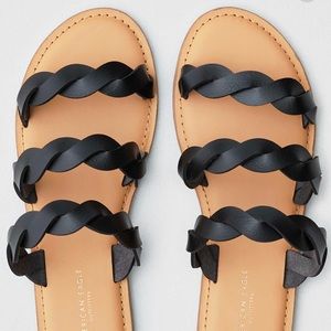 Worn once!! AEO Braided Black Straps Sandal - Sz10